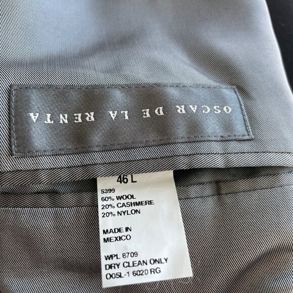 Men's Oscar de la Renta Black Wool / Cashmere Blend Blazer - 46 L - Picture 3 of 3